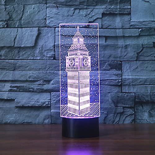 3d Big Ben Night Light 7 Color Change Led Table Desk Lamp Acrylic Flat Abs Base Usb Charger Home Toy Brithday Xmas Kid Children Gift