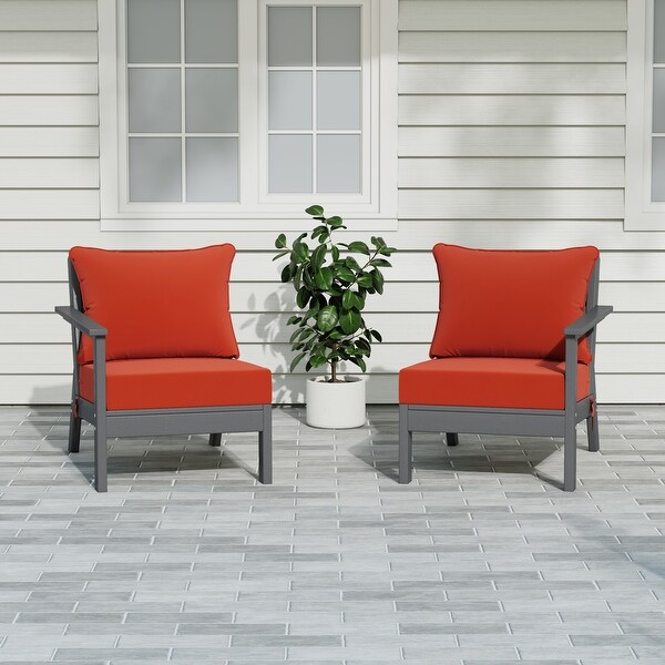 Polytrends Birchwood All Weather HDPE Outdoor Patio Deep Seating Gray Loveseat (2Piece)