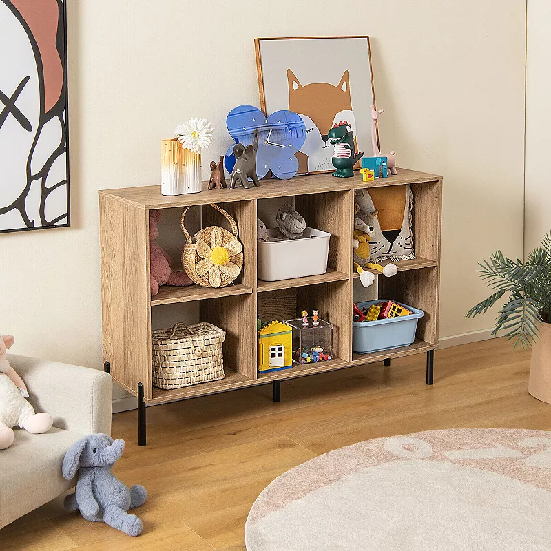 Open-Back Bookshelf with Drawer for Study