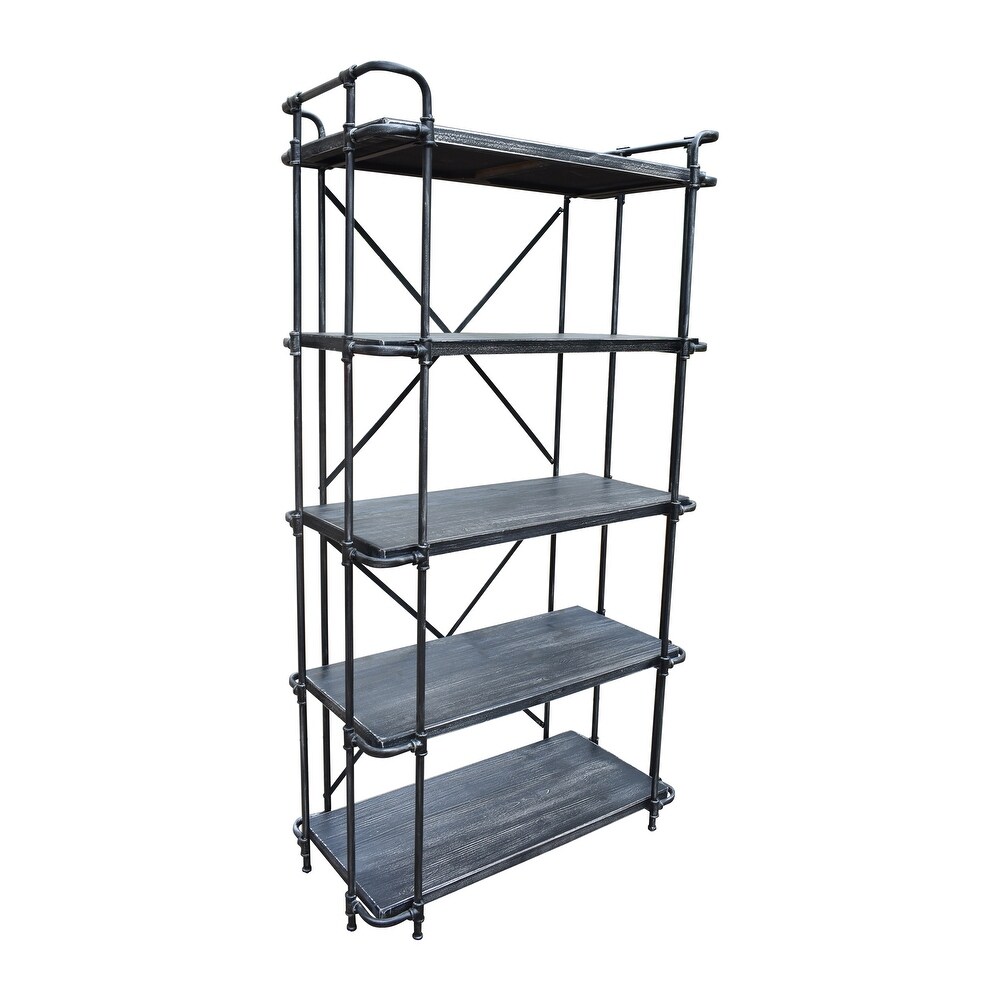 Yorktown Industrial 5 Shelf Firwood Bookcase by Christopher Knight Home