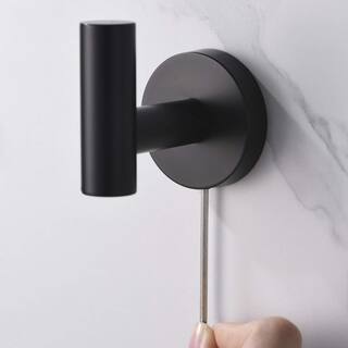 Tileon 2-Piece Single Bathroom Hand Towel Knob Hook in Matte Black AYBSZHD2305