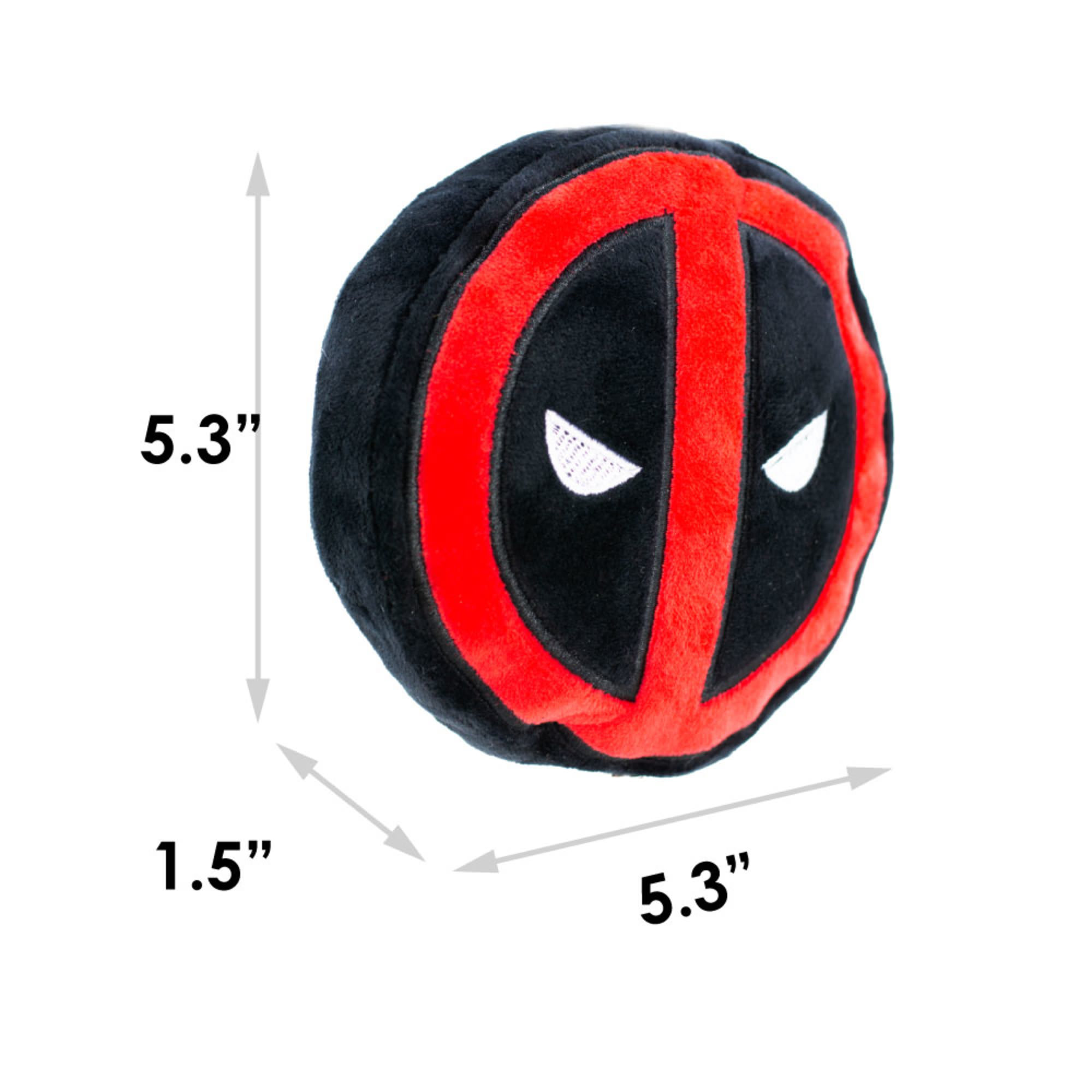 Buckle-Down Red/Black/White Marvel Deadpool Logo Plush Squeaker Dog Toy， X-Small