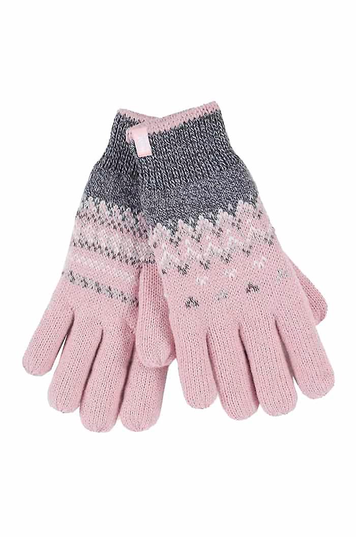 Womens patterned fleece lined thermal gloves