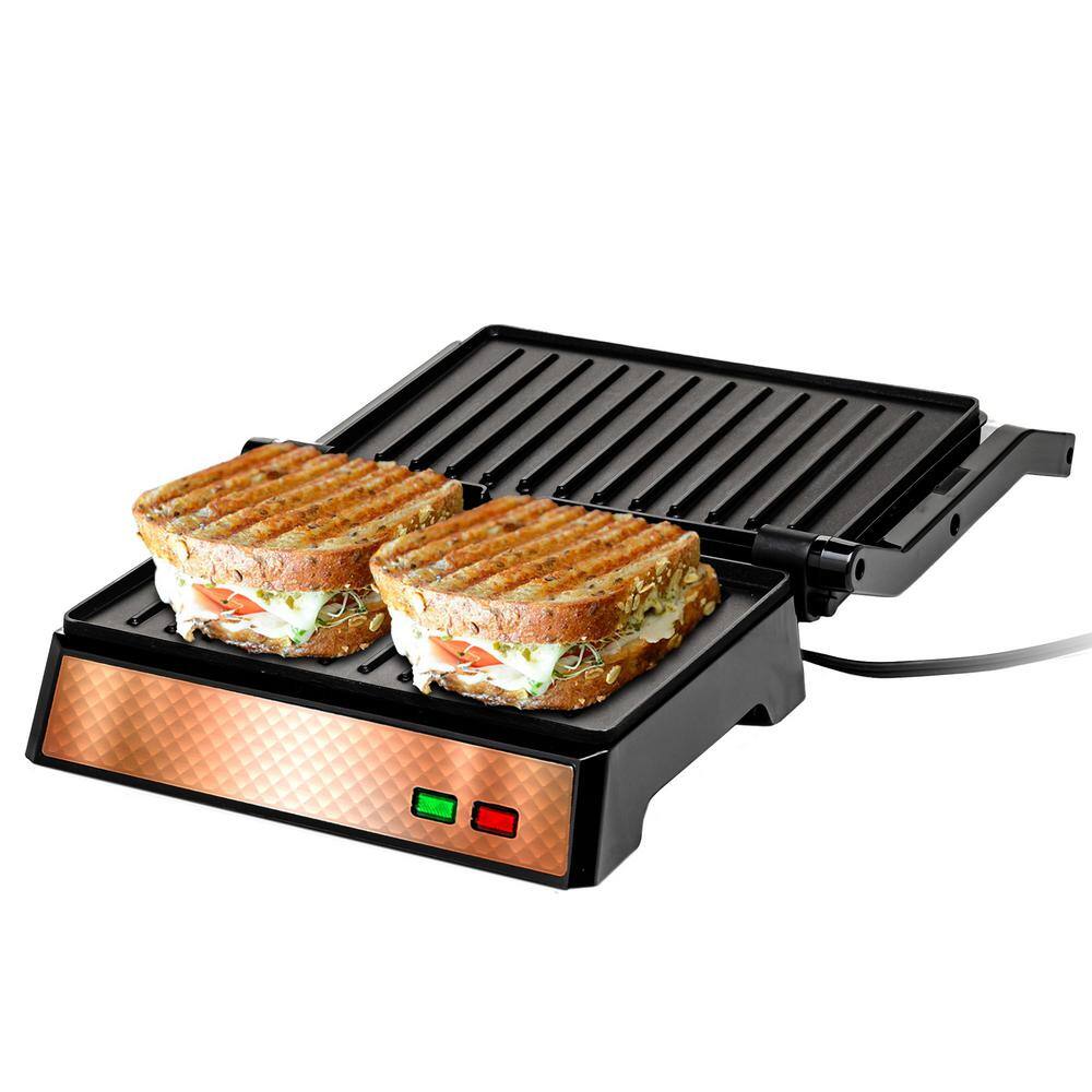 OVENTE GP0540CO Electric Panini Press Grill and Sandwich Maker with Nonstick Coated Plates GP0540CO