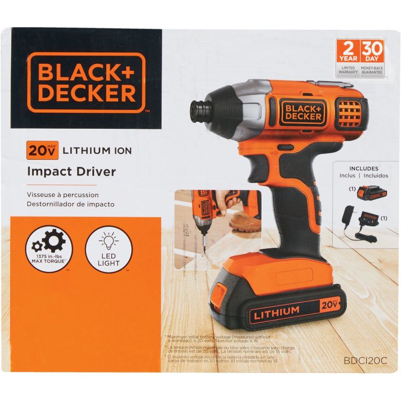 Blackamp Decker 20V MAX Lithium-Ion Cordless Impact Driver Kit 1 4 In. Hex