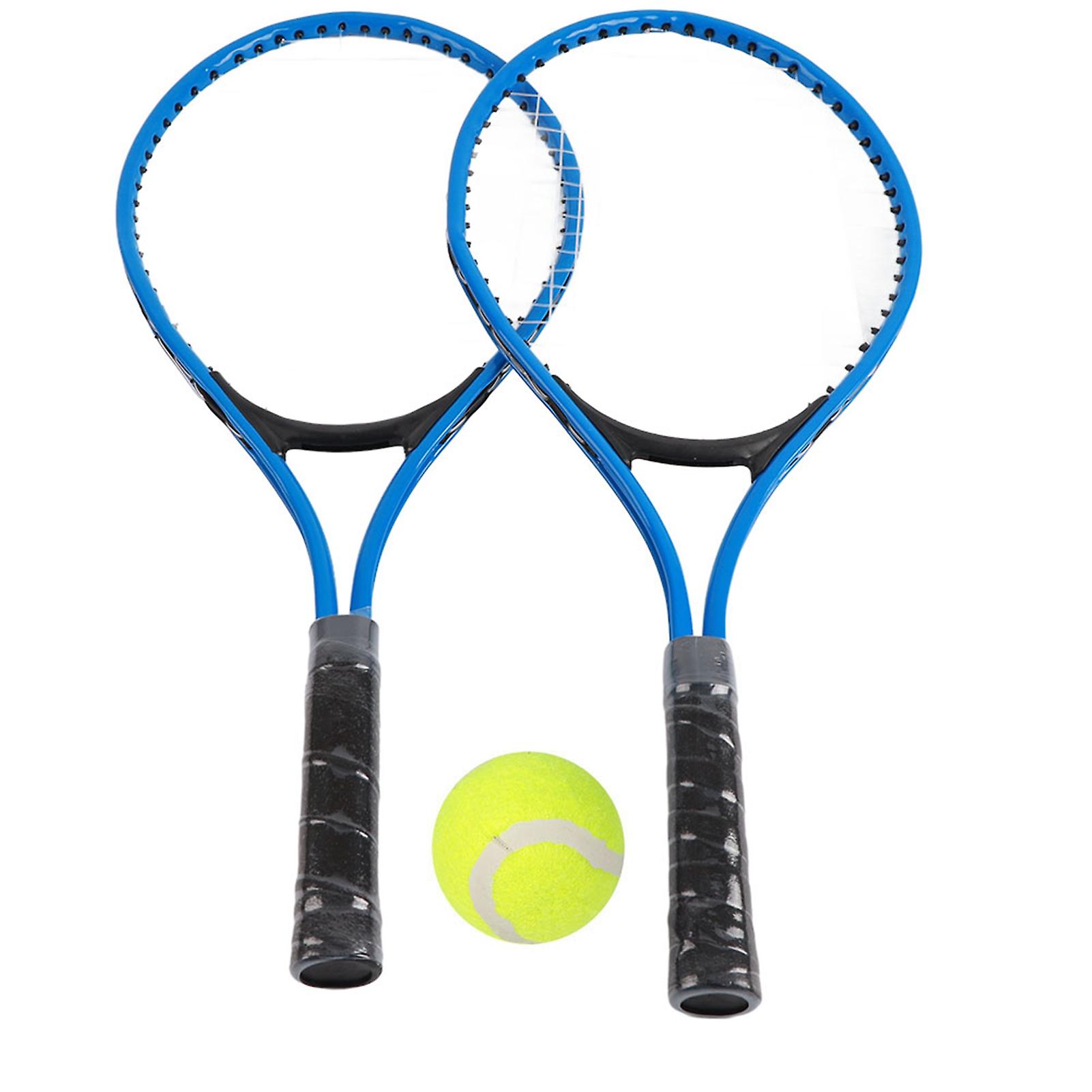 Iron Alloy Children Tennis Racket Beginner Practice Racquet With Ball And Carry Bag(blue)