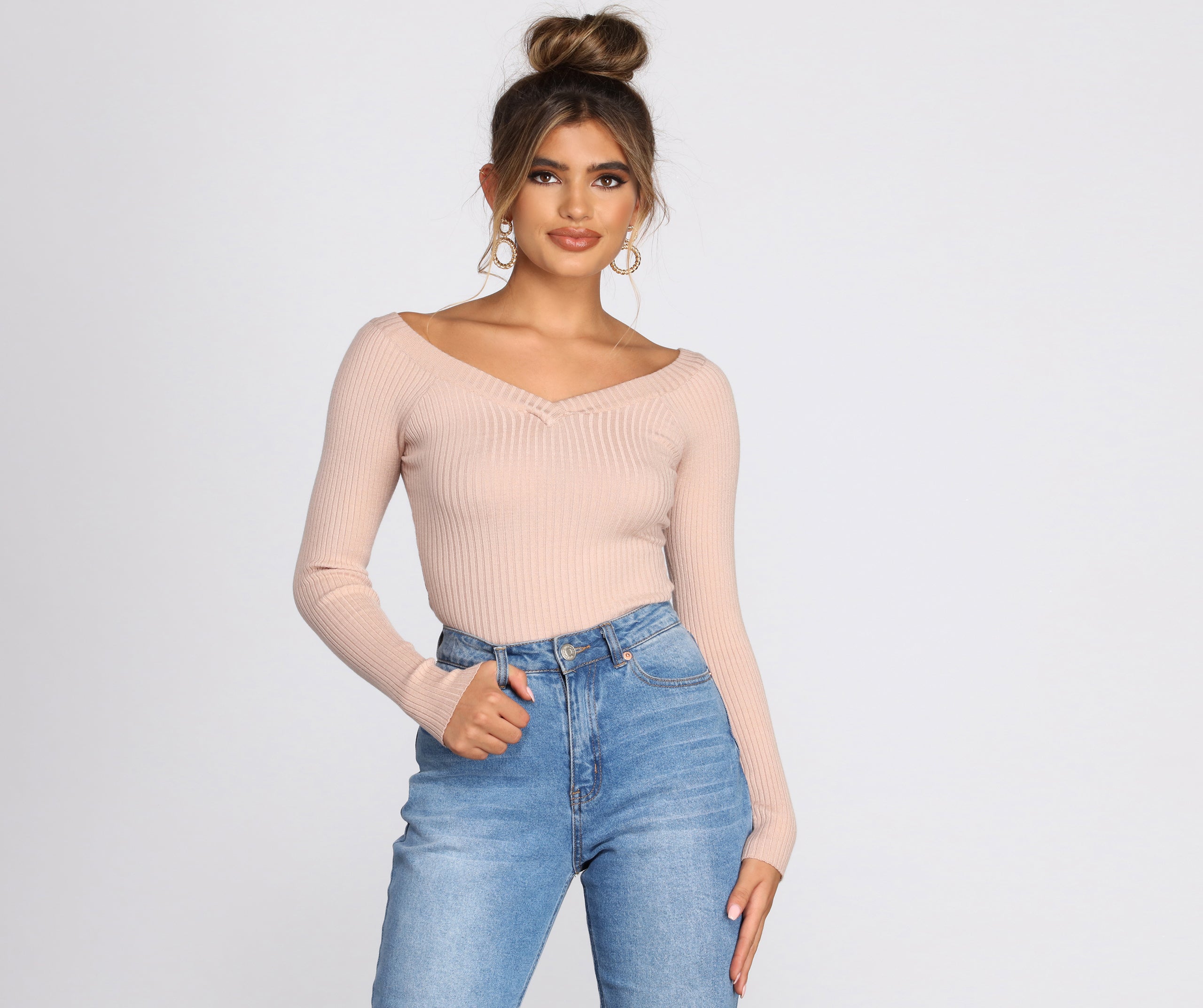 Off The Shoulder Ribbed Knit Bodysuit