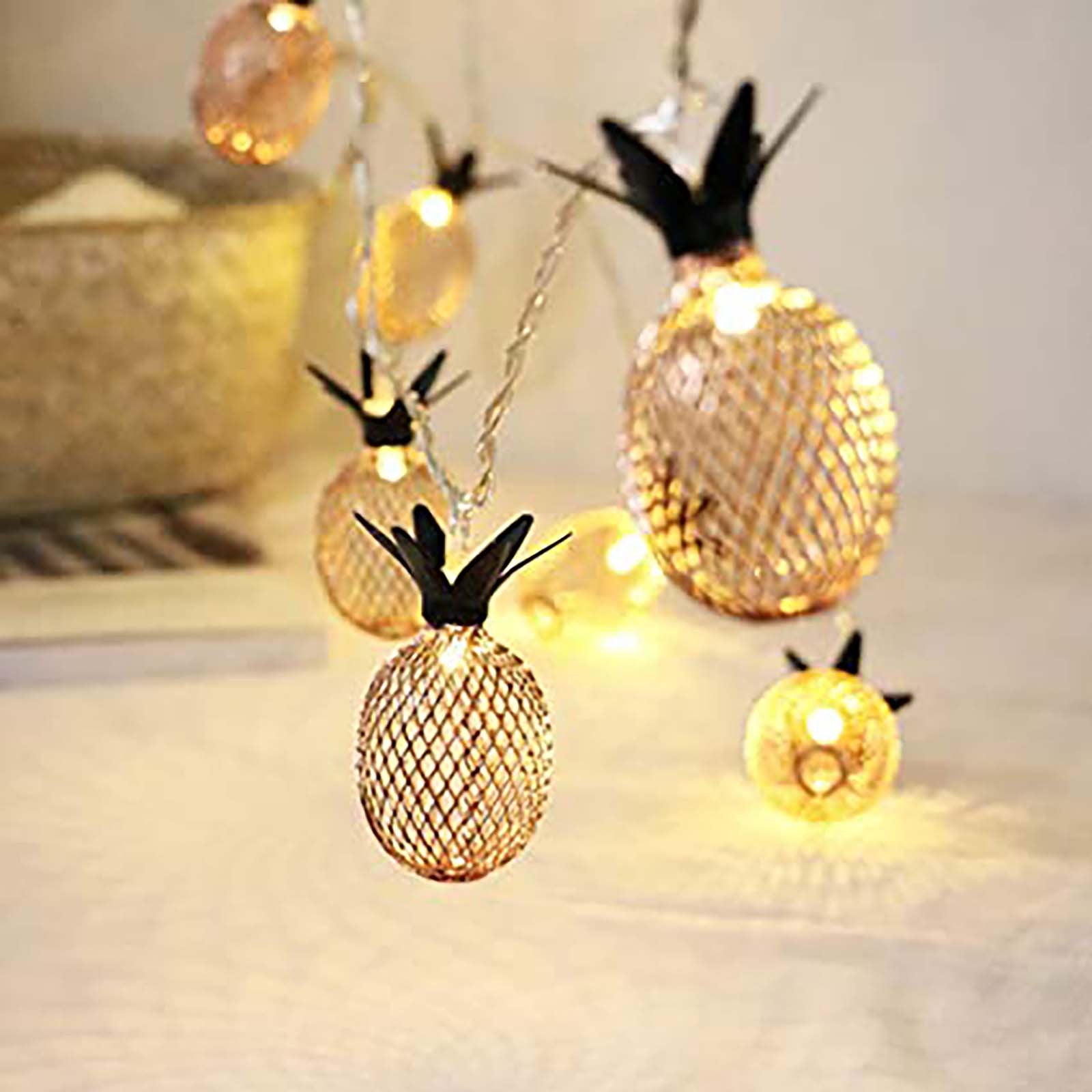 LED golden pineapple string golden light LED battery string light Led lights for bedroom outdoor floor lamp pendant DIY Wedding Party Bedroom Terrace(Multicolor)