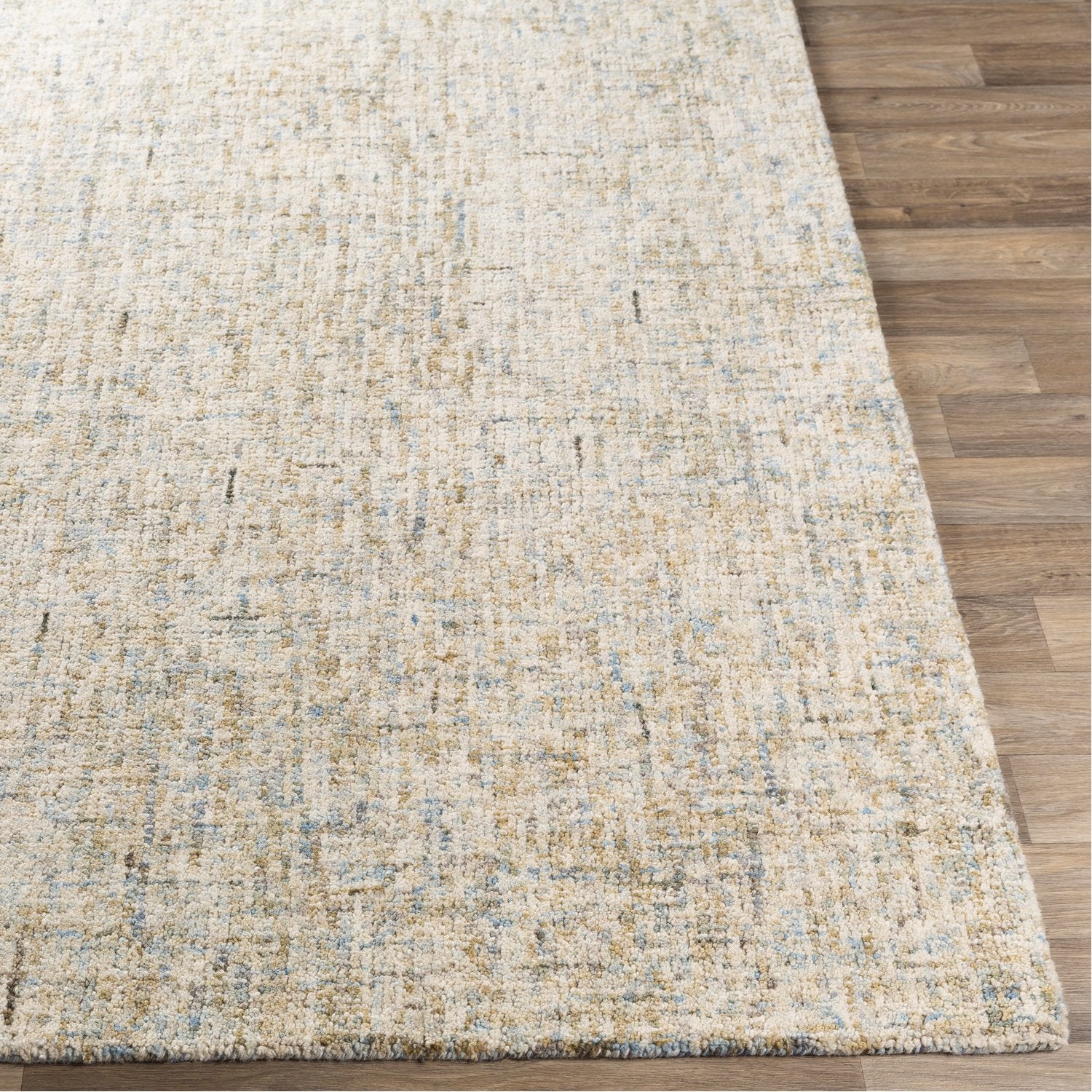 Emily Hand Tufted Rug in Dark Green, Bright Blue, Denim, White, Sage