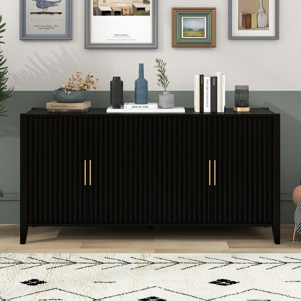 Wooden Accent Storage Cabinet Sideboard with Metal Handles for Entryway