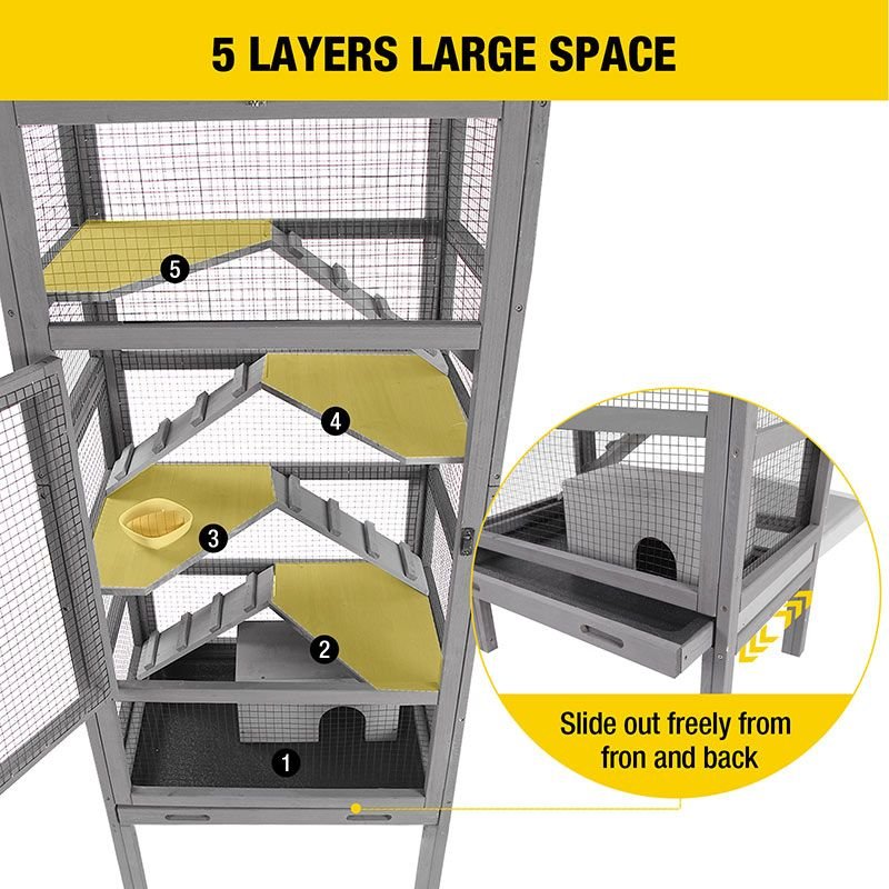 Aivituvin AIR38 5 Level Wooden Small Pet Cage