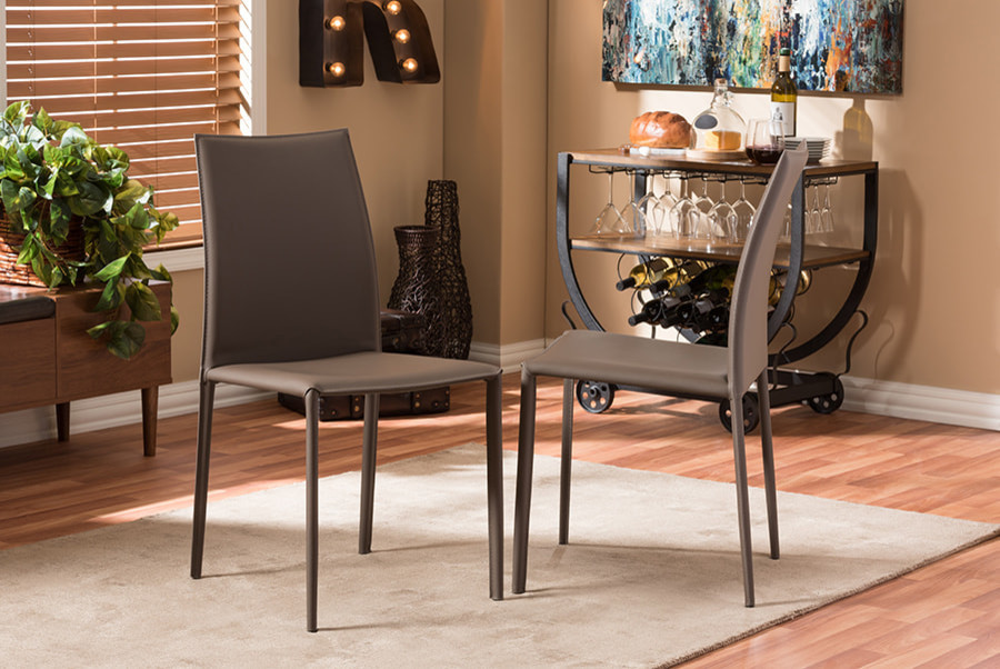 Rockford and Taupe Bonded Leather Upholstered Dining Chair  Set of 2   Contemporary   Dining Chairs   by HedgeApple  Houzz