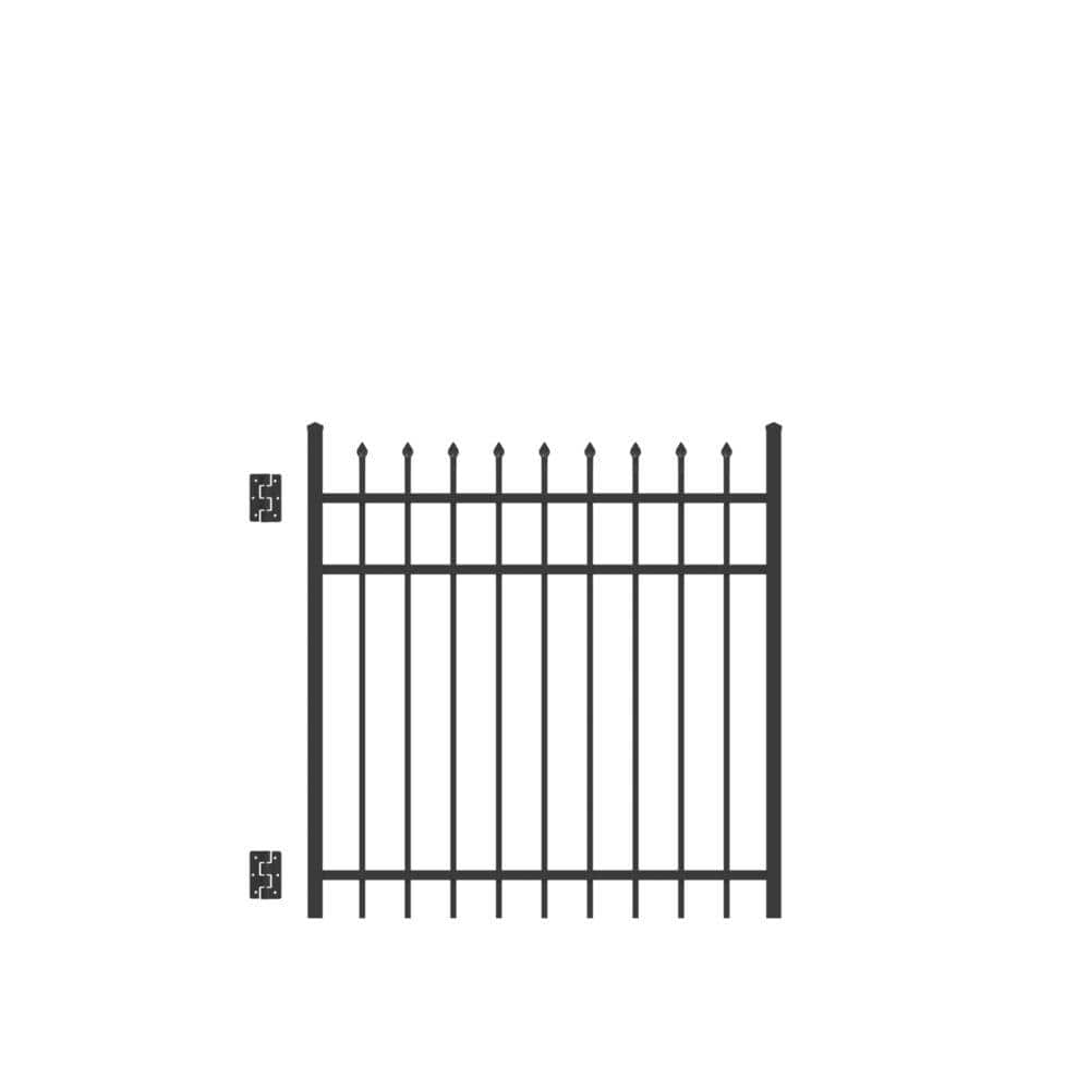 Barrette Outdoor Living Cascade 4 ft. W x 4 ft. H Black Standard-Duty Aluminum Straight Pre-Assembled Fence Gate 73009365