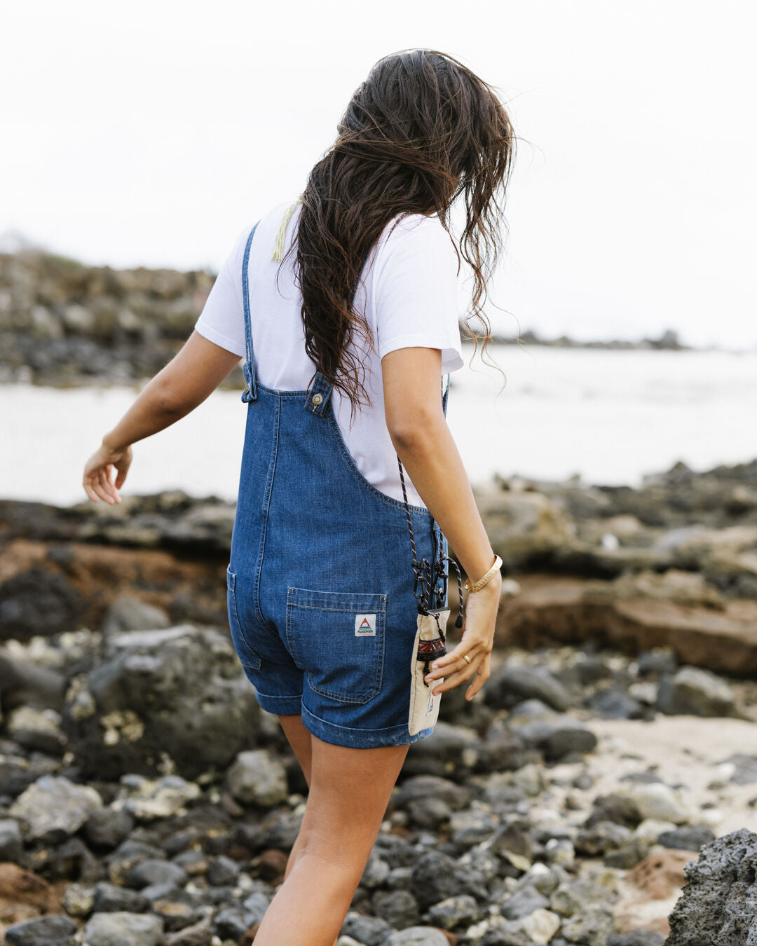 Riverside Denim Short Dungarees - Washed Denim