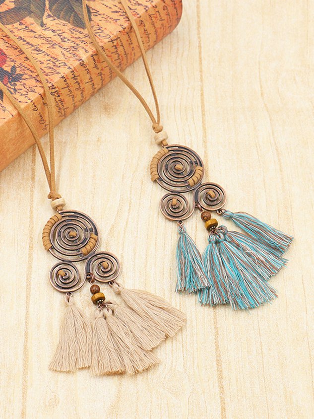 Boho Style Vintage Long Sweater Chain Fringe Necklace