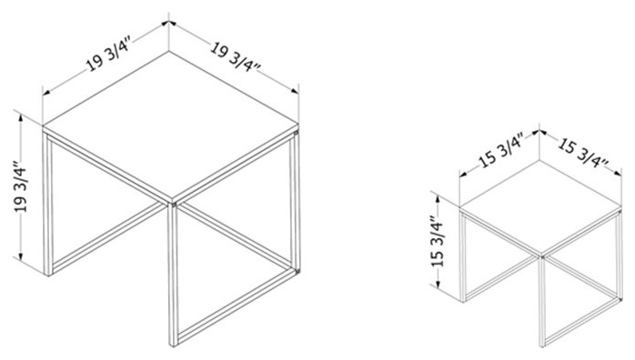 Set of nesting tables with metal legs Black Slendel South Shore   Industrial   Coffee Table Sets   by Homesquare  Houzz