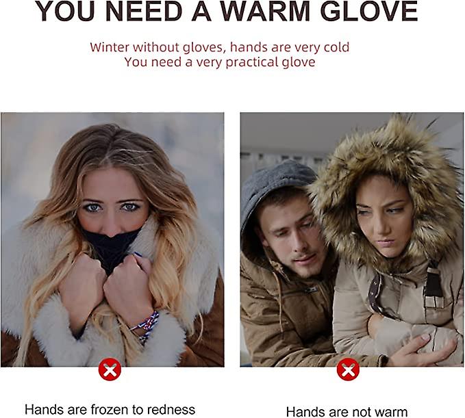 1 Pair Finger Knit Soft Outdoor Thicken Unisex Knitting Slip Anti Cycling Gloves Texting Elastic Windproof Weather Women Skiing Birthday And Gloves， F