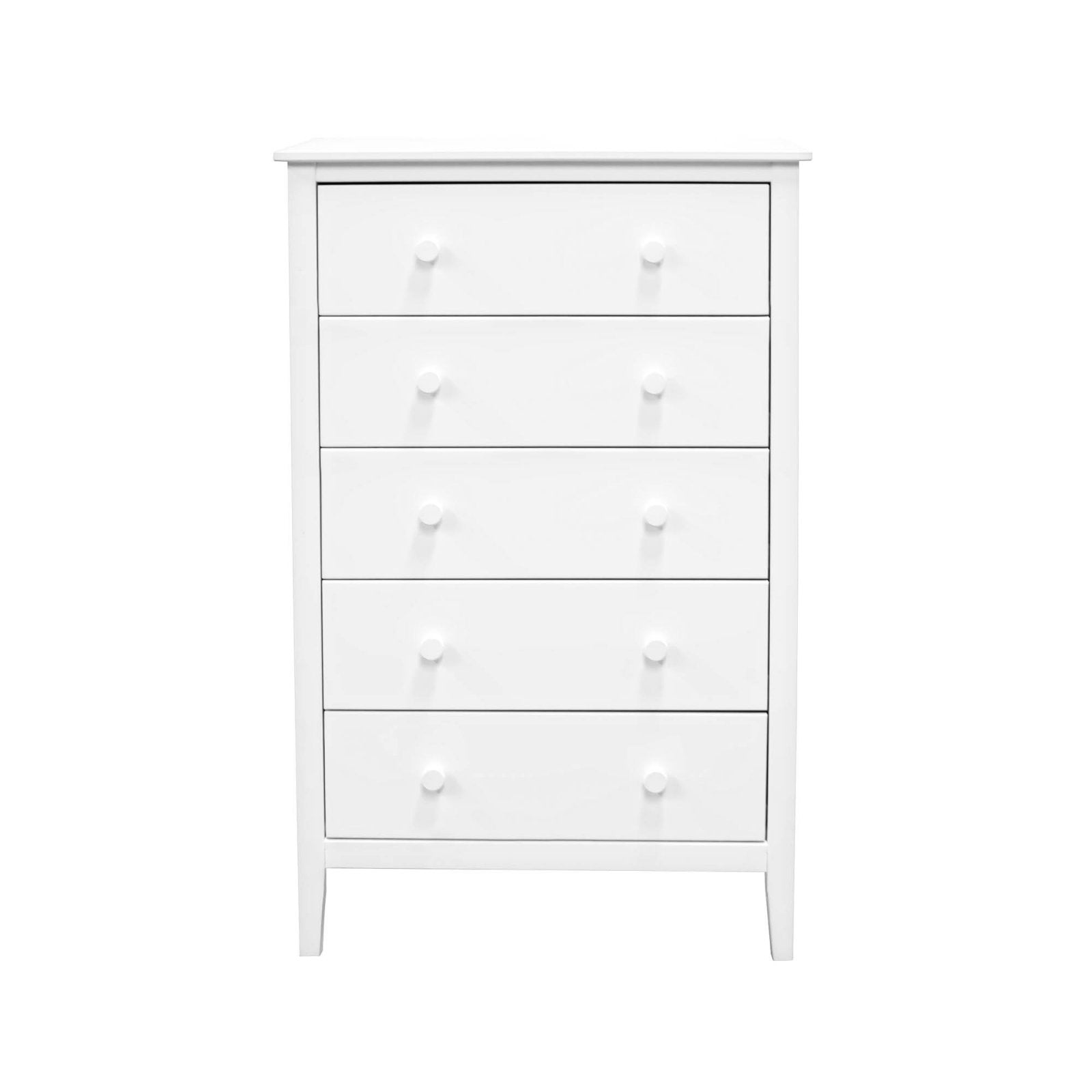 Adeptus Solid Wood Easy Pieces 5 Drawer Chest of Drawers - White