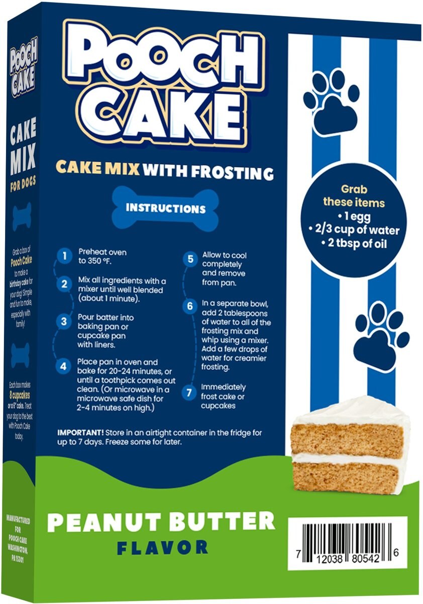 Pooch Cake Wheat-Free Peanut Butter Cake Mix and Frosting Dog Treat， 9-oz box