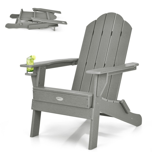 Tangkula Folding Adirondack Chair Outdoor Adirondack Chair Weather Resistant Lounger For Backyard Porch Poolside Turquoise grey white black