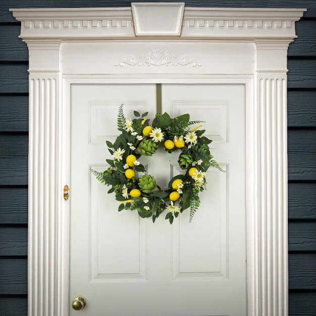 Artificial Lemons Artichokes And Daisy Spring Wreath National Tree Company