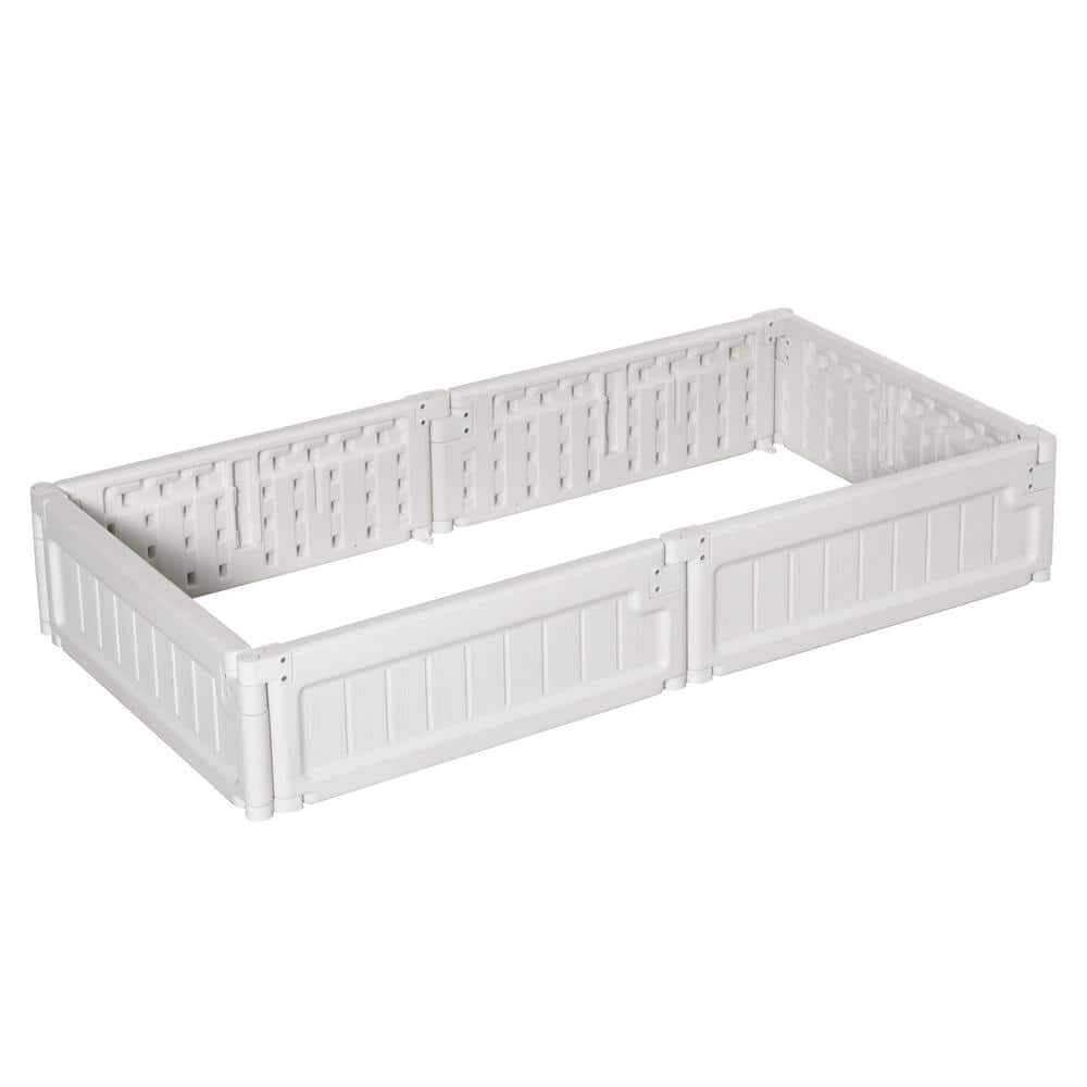 Outsunny 24.75 in. W x 48.5 in. D x 8.25 in. H White Plastic Raise Garden Bed Kit 845-549WT