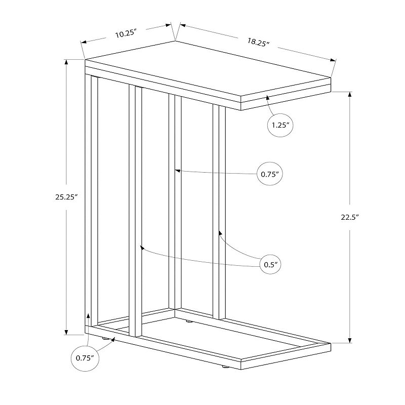 Monarch Contemporary C-Shape Accent End Table