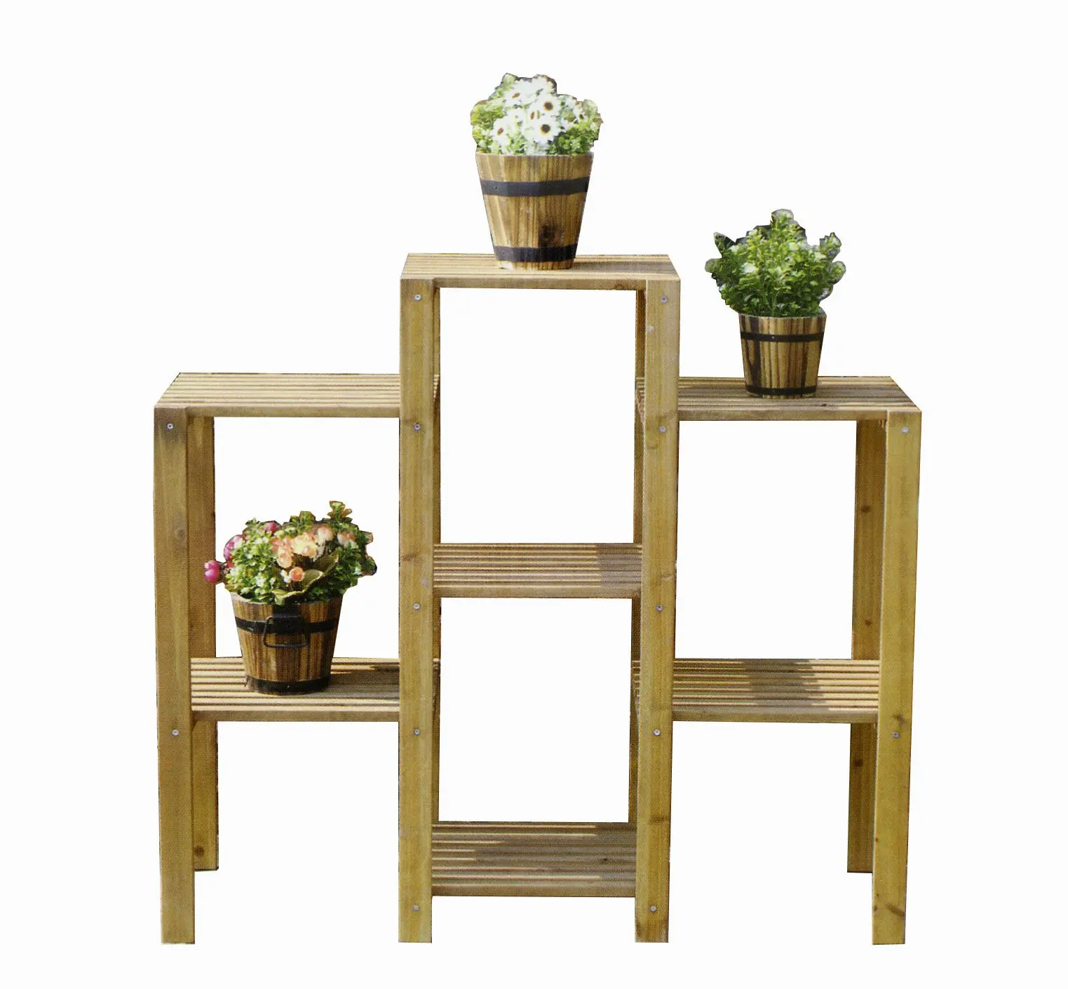 New modern Wooden 3 tier rectangular Acacia wooden racks Acacia wood gate easy to assemble environmentally friendly