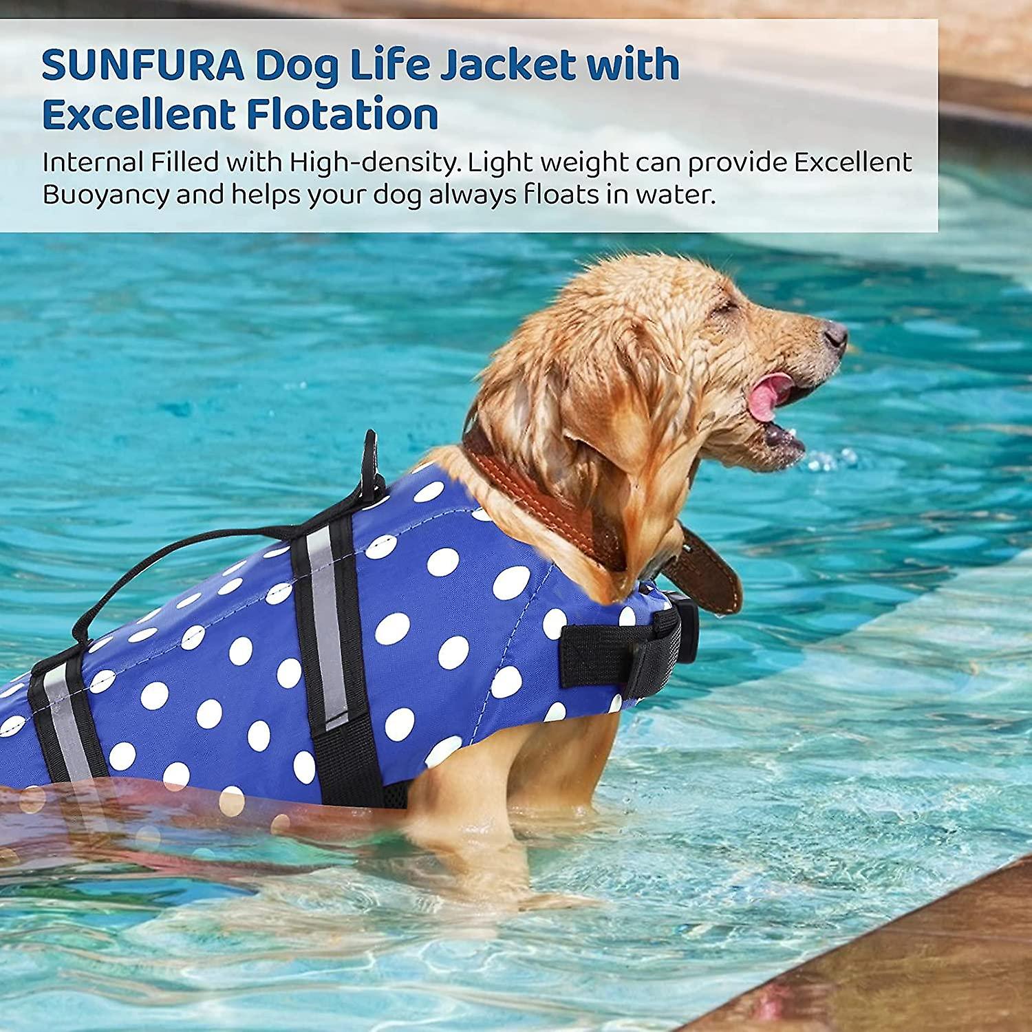 Dog Life Jacket， Adjustable Doggie Life Jacket Pet Life Preserver With High Buoyancy Dog Lifesaver-blue