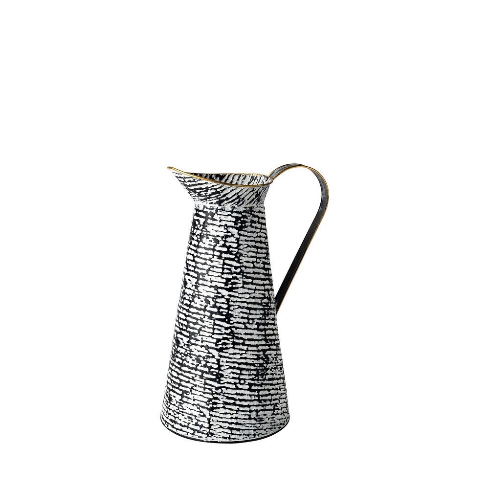 Colette Small Black   White Metal Patterned Vase