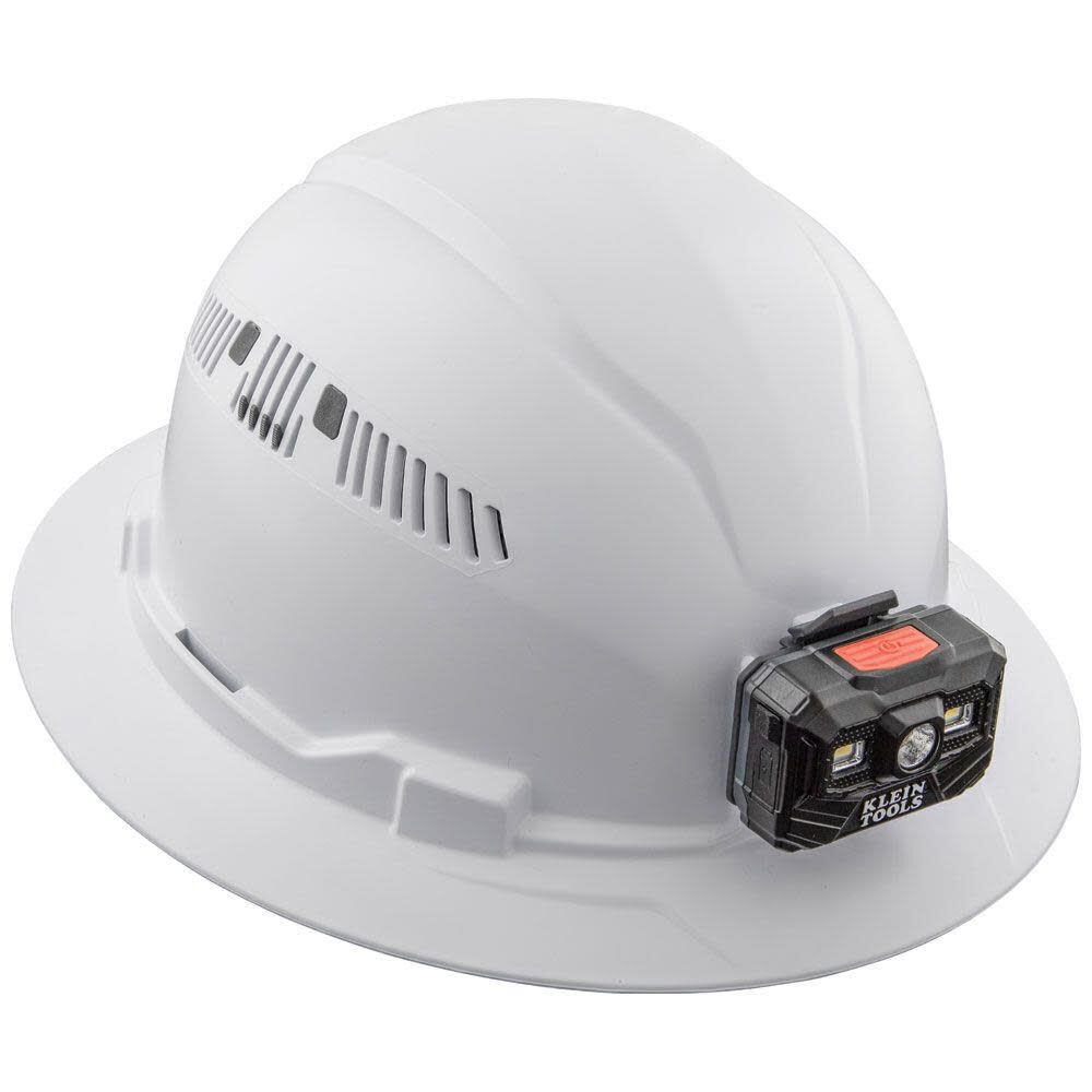 Klein Tools Hard Hat Vented Full Brim with Rechargeable Headlamp White 60407RL from Klein Tools