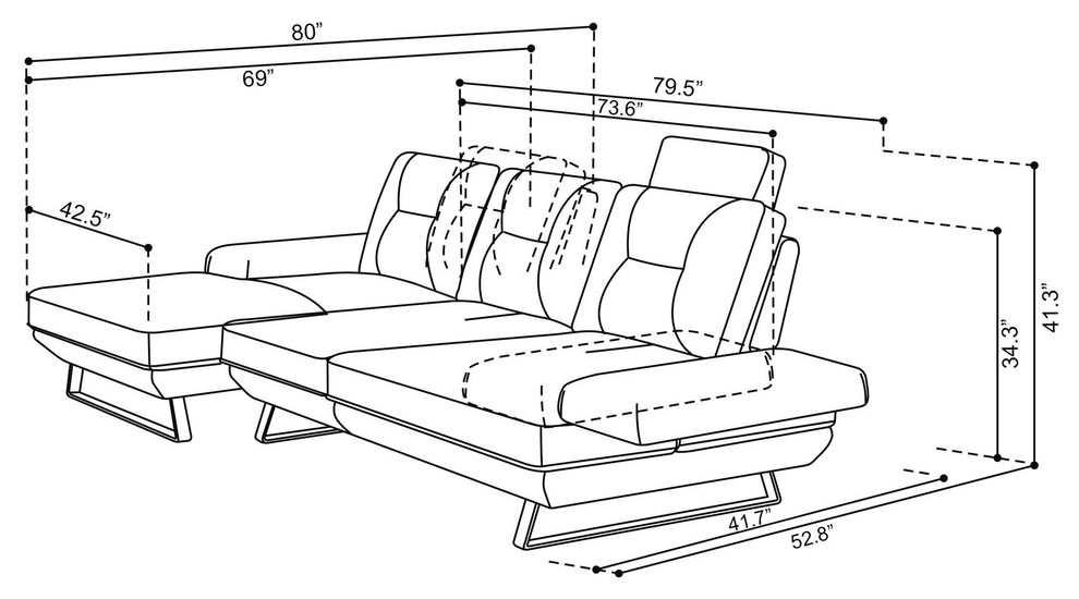 Modern Light Gray Fabric Sondra Sectional   Contemporary   Sectional Sofas   by Zuri Furniture  Houzz