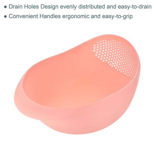 2pcs Rice Washing Filter Strainer Basket Rice Sieve Fruit Drain Bowl - Pink