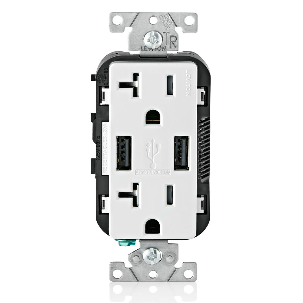 Leviton Combination Duplex Receptacle/Outlet 20A 125V White