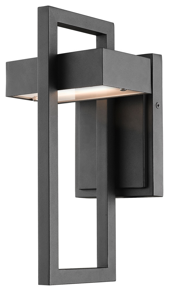 Luttrel Collection 1 Light Outdoor Wall Sconce in Black Finish   Modern   Outdoor Wall Lights And Sconces   by Ownax  Houzz