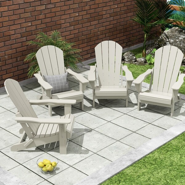 Polytrends Laguna Weather Resistant Outdoor Patio Folding Adirondack Chairs (Set of 4)