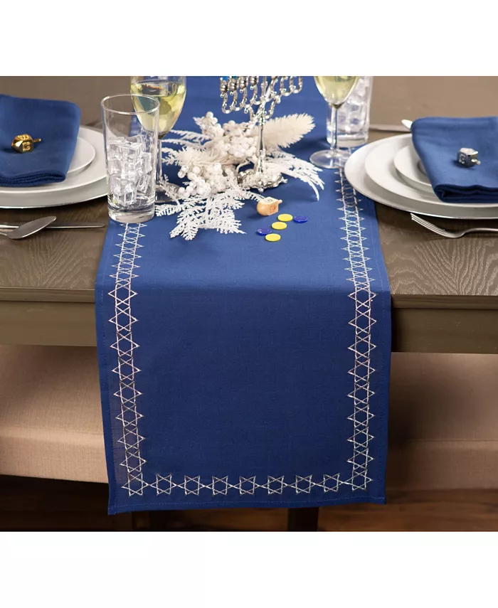 Design Imports Embroidered Star David Table Runner