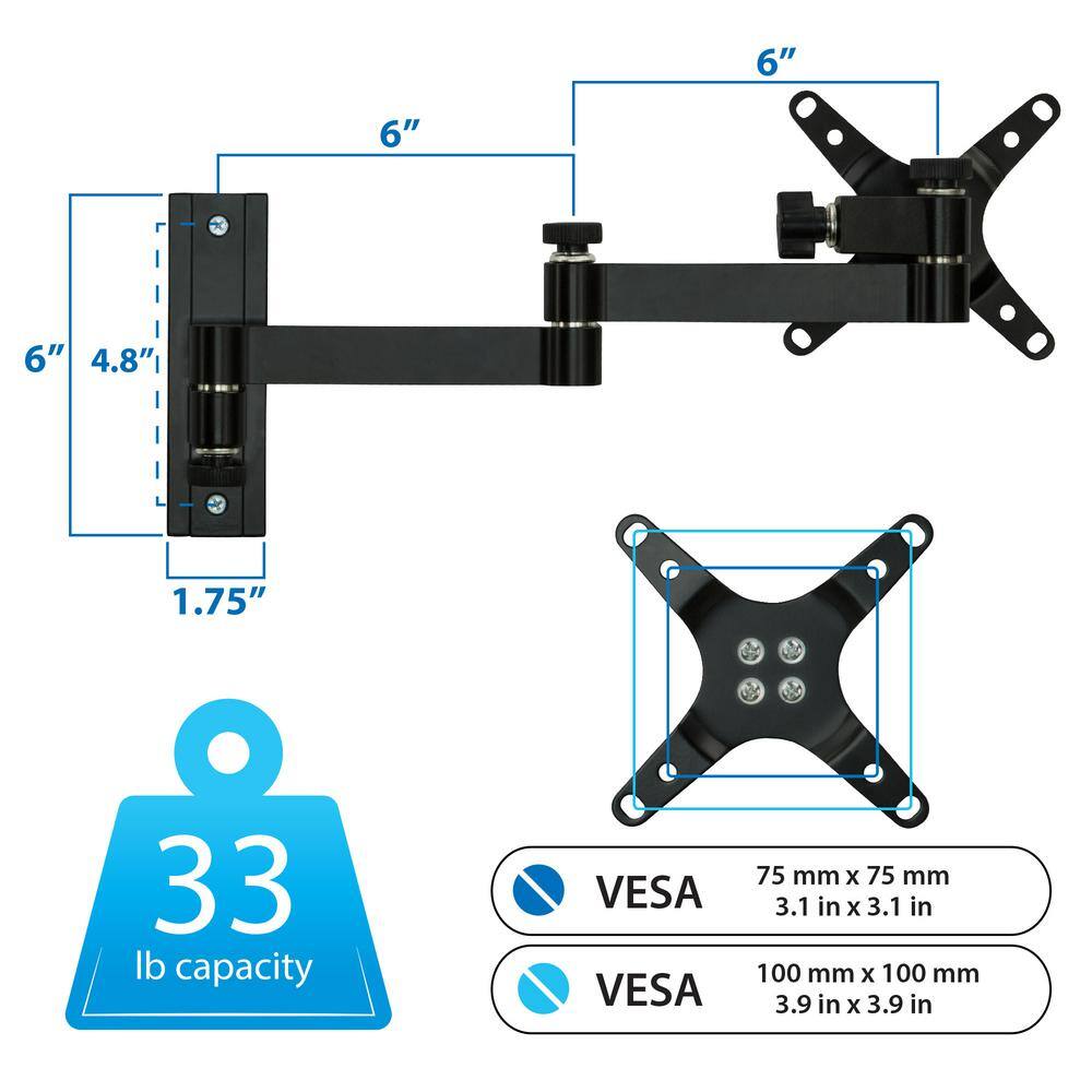 mount-it! Full Motion TV and Computer Monitor Wall Mount for 19 in. to 32 in. Screens MI-404