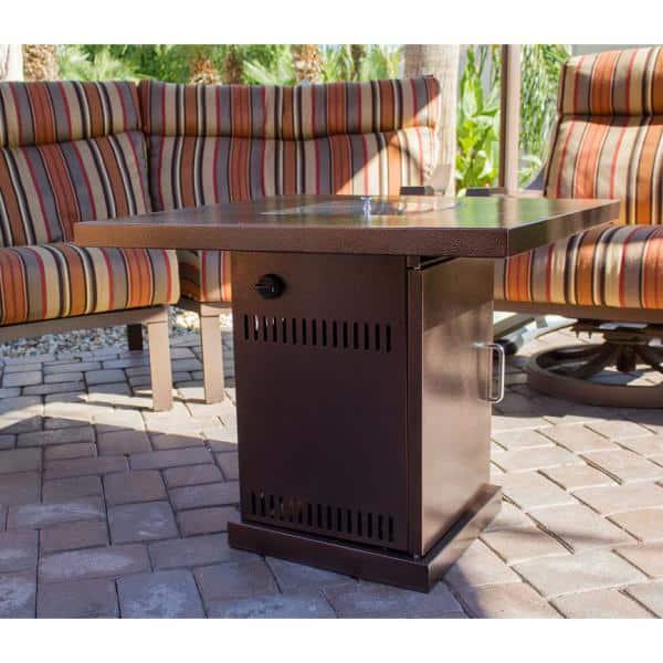 Hiland 30 in x 30 in Propane Fire Pit in Hammered Bronze