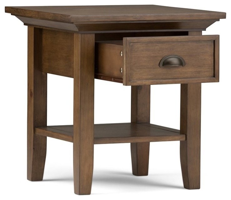 Atlin Designs End Table in Rustic Natural Aged Brown   Side Tables And End Tables   by Homesquare  Houzz