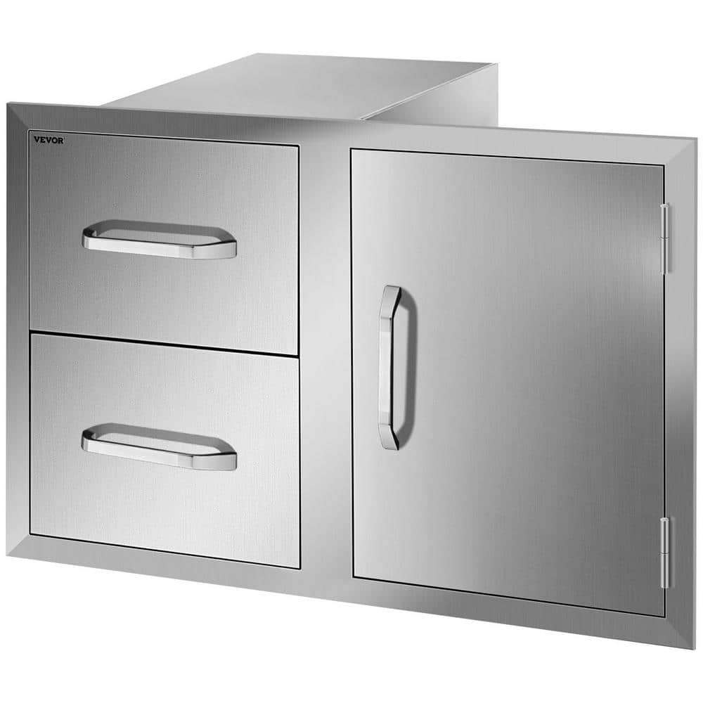 VEVOR Outdoor Kitchen Door Drawer Combo 32.5 in. W x 21.6 in. H x 20.5 in. D BBQ Island Drawers with Handles Access Door CTG20.5X22X330001V0