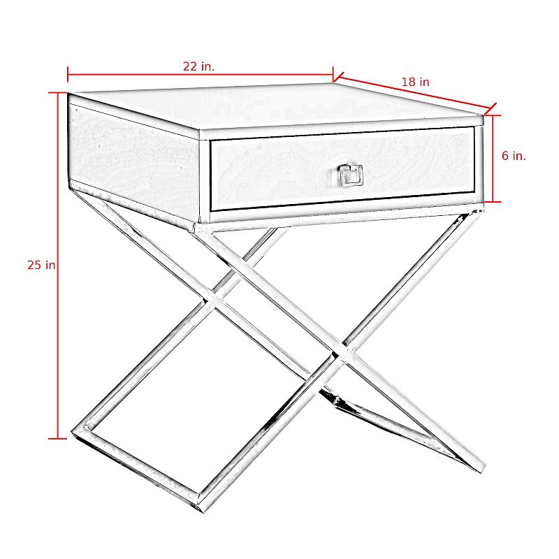 Cassie Side Table Square Lacquer-Finish Chrome