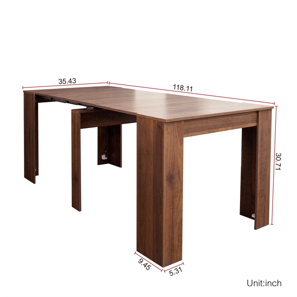 Wood Multifunctional Extendable Console Table   N/A