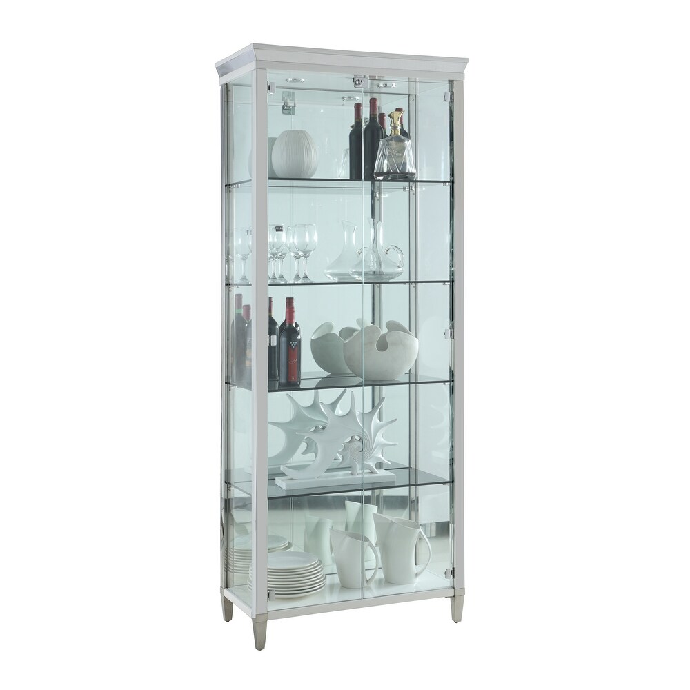 Somette Clear Glass/Polished Stainless Steel Contemporary 2 Door Glass Curio