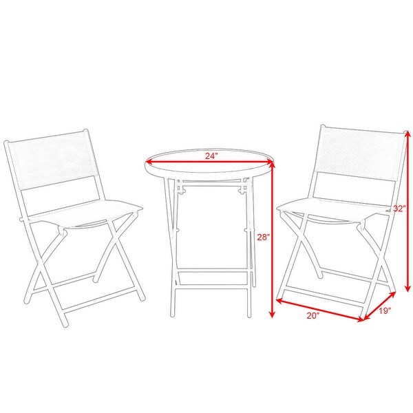 Costway 3 PCS Folding Bistro Table Chairs Set Garden Backyard Patio