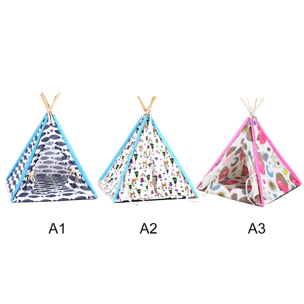 Washable Pet Tent Dog Bed Cat Shed House Portable Pet Teepee House with Mat