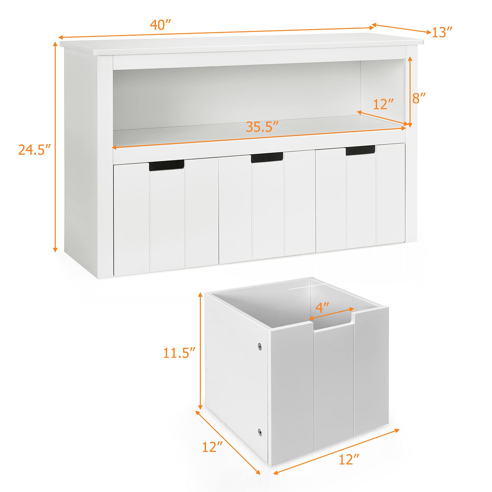 Costzon Toy Storage Organizer, Wooden Toy Bin Chest, Toddler Bookshelf for Nursery