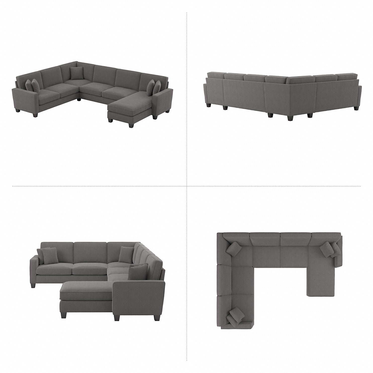 Bush Furniture Stockton 127W U Shaped Sectional Couch with Reversible Chaise Lounge