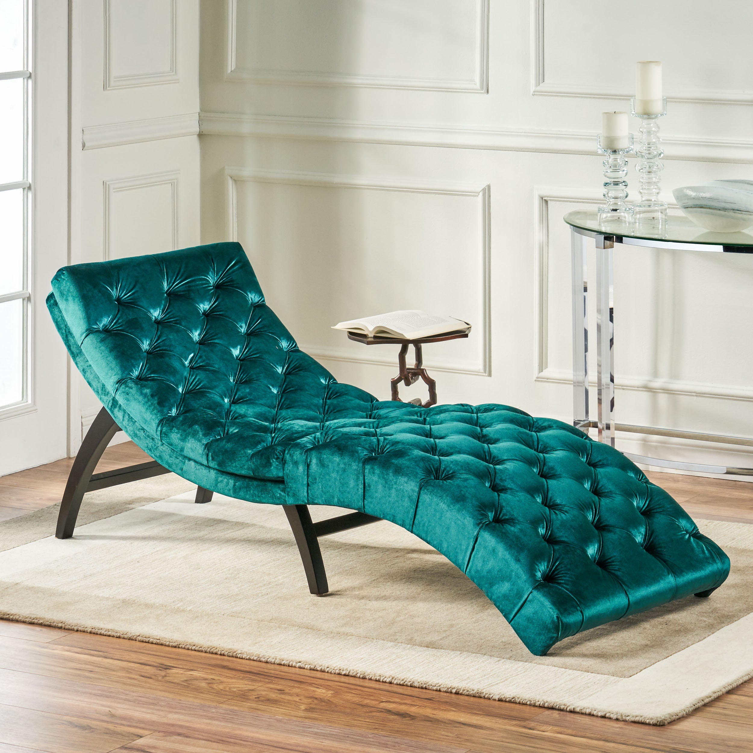 Grasby Tufted New Velvet Chaise Lounge