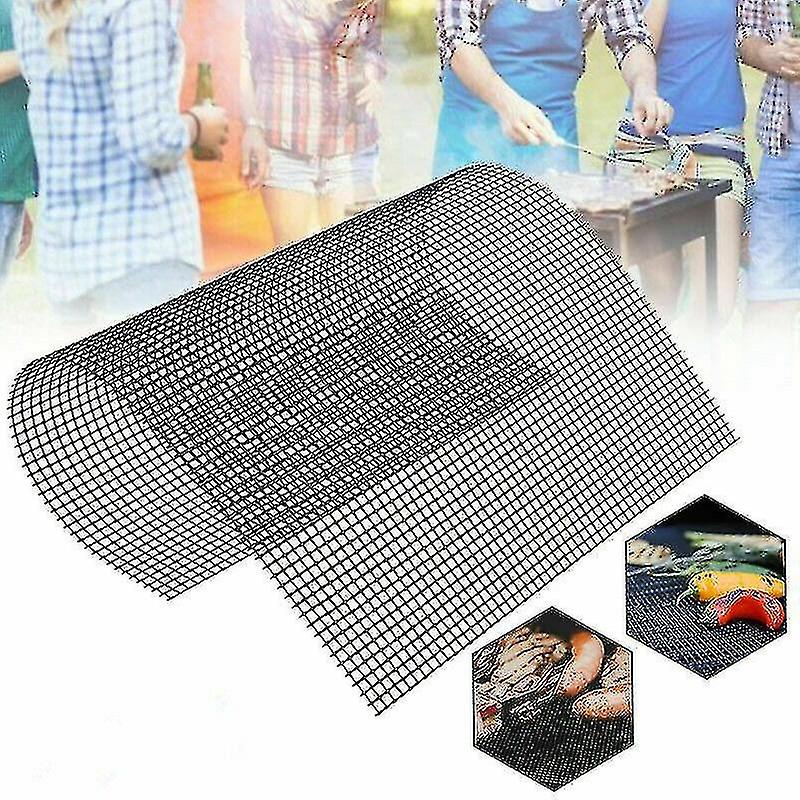 2pcs Bbq Grill Pad Mat Non-stick Mesh Net Barbecue Grilling Baking Mat